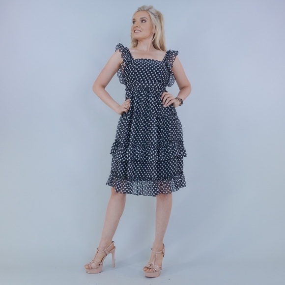 Black White Polka Dot Open Back Dress - Picture 8 of 13